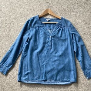 Joie soft chambray band collar shirt